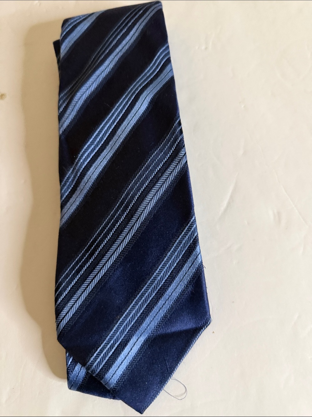 Men's Dark Blue Tie with Light Blue Diagonal Stripes